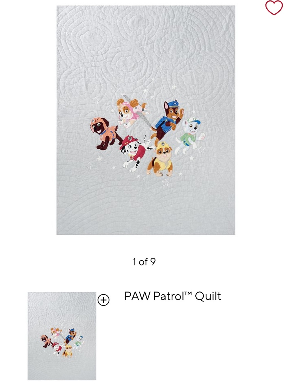 Paw Patrol White Quilt with Multicolor Character Embroidery